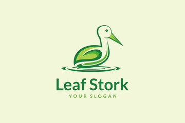 Wall Mural - leaf stork Logo design vector