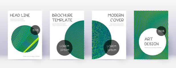 Trendy brochure design template set. Green abstrac