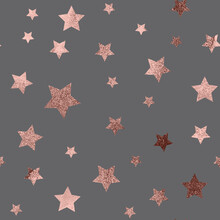 Rose Gold Christmas Glitter Sparkles Stars Geometric Seamless Pattern Background