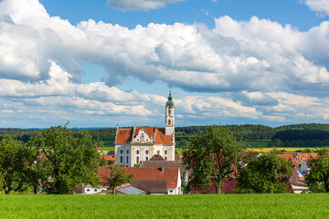 Wall Mural - Die schönste Dorfkirche der Welt in Steinhausen bei Bad Schussenried in Oberschwaben