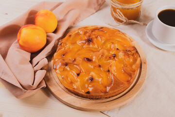 delicious natural homemade peach apricot cinnamon and honey pie 