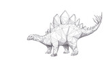 Abstract huge 3d stegosaurus with plates and spikes isolated in white background. Low poly stegosaurus dinosaur consists of black lines, dots and triangles. Vector animal hand drawing concept