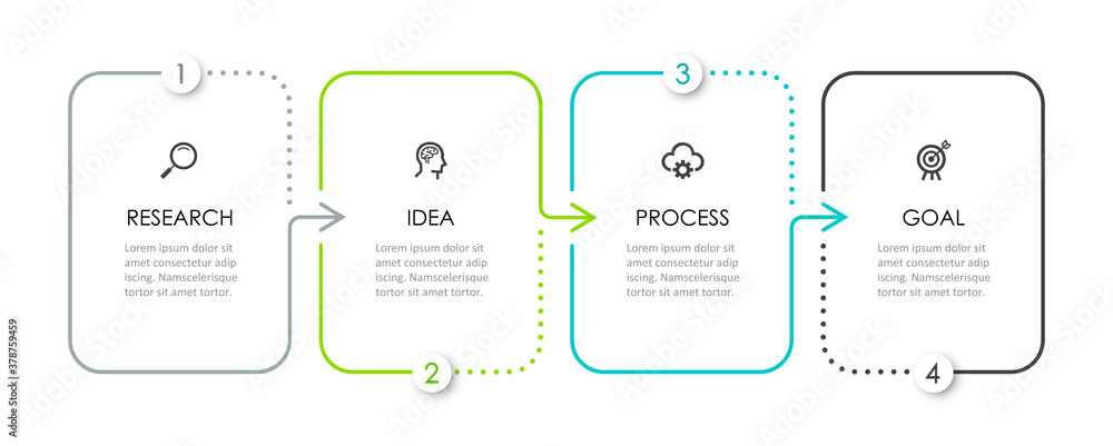 Vector Infographic thin line design with icons and 4 options or steps ...