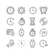 © IconLauk - Time and clock icon set. Contains such Icons as alarm, time management, hourglass. Line style design. Vector graphic illustration. Suitable for website design, app, template, ui. Editable stroke.