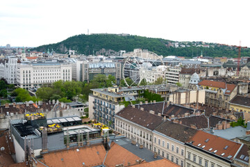 Panorama of Budapest Hungary from the tower of famous St Istvan cathedral