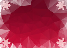 Modern Red Crystals Triangles Frame With Snow Flakes Abstract Gradient Polygonal Background Vector Illustration