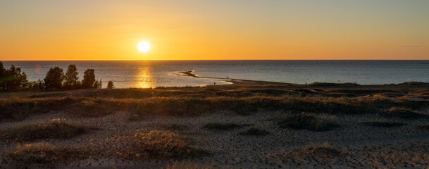 Wall Mural - Beaches and dunes of Hiekkäsärki beach in Kalajoki, Finland, during sunset