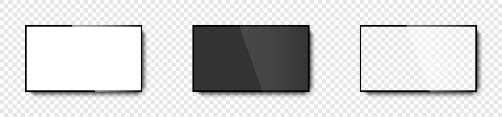 Wall Mural - screen tv. tv with white, black and transparent screens. realistic mockup tv screen. vector illustra