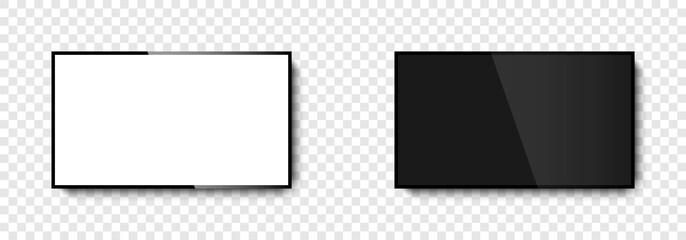 Wall Mural - screen tv. tv with white and black screens. realistic mockup tv screen. vector illustration