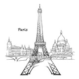Fototapeta Paryż - Famous buildings of Paris