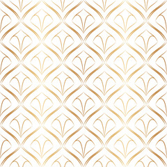 Wall Mural - art deco seamless pattern. abstract geometric background with gold line. thin fan tiles. elegant fis