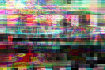 Wall Mural - glitch digital abstract artifacts distortion background, media design.