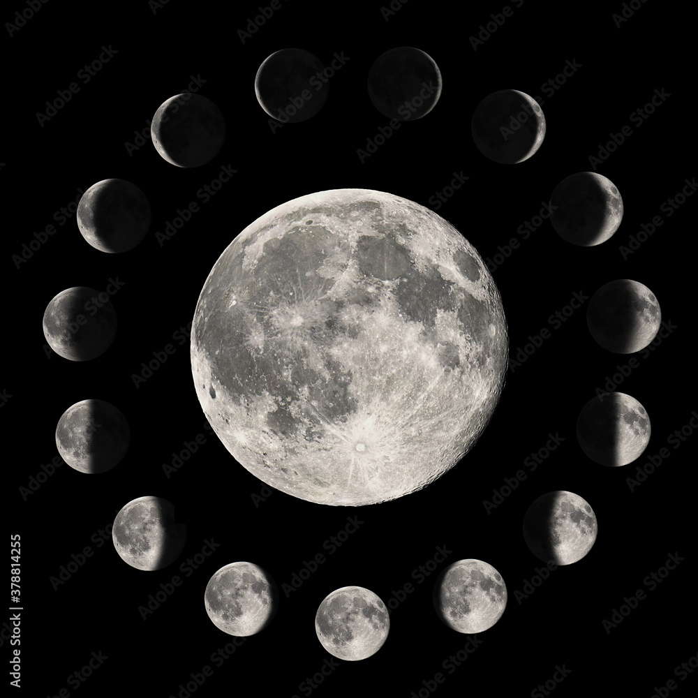 Phases of the Moon, Lunar cycle - obrazy, fototapety, plakaty 