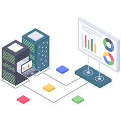 Poster - 
Database technology  illustration in isometric vector 
