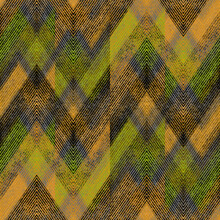 Seamless Textured Zigzag Pattern.Yellow, Green Stripes.