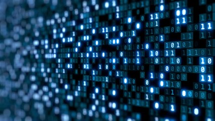 Wall Mural - flowing binary programming code background