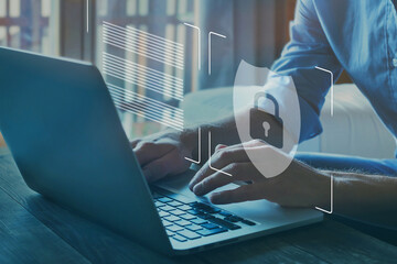 firewall and internet security concept, secured access to user personal data information, cybersecur
