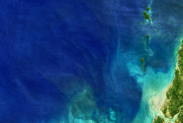 sea taken from space, detailed earth surface on global satellite photo. elements of this image furni