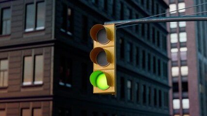 Poster - Traffic light switches colours. Intersection. Traffic signals on the crossroad.