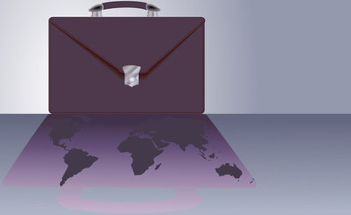 Close-up of a briefcase with a map