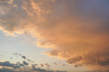 Orange pink evening sky just after sunset