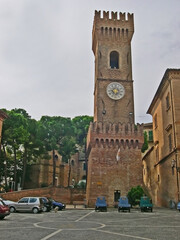 Canvas Print - Italy, Marche, Ostra the 16th century city tower.