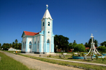 caravelas, bahia / brazil - january 12, 2009: Nossa Senhora de Lourdes church in the historic center of the city of Caravelas, in the south of Bahia.