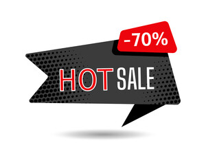 Wall Mural - Black Friday hot sale black banner template. Abstract advertising sign banner of sales, promotion. Super sale and discount. Halftone dot background. Isolated vector illustration
