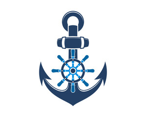 Sticker - Anchor with ship steering wheel in the middle