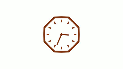 Brown dark counting down 12 hours clock icon on white background