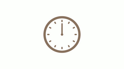 New brown gray 12 hours clock icon on white background