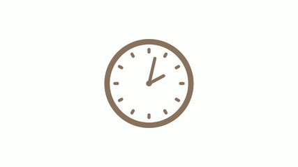 New brown gray circle clock icon on white background