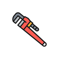 Canvas Print - Vector adjustable wrench flat color line icon.