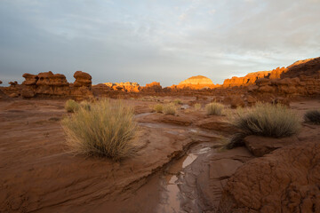 Goblin Valley At Sunset Just After A Rainstorm, Utah.