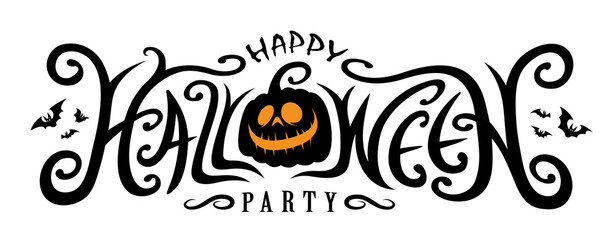 Wall Mural - Happy Halloween Text Banner design, Vector