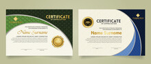 Set Modern Certificate Template With Realistic Texture Diamond Shaped On The Ornament And Modern Pattern Background