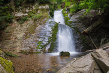 Czech Waterfall In Resov Near Opava, Bruntal And Sumperk City In Moravia.