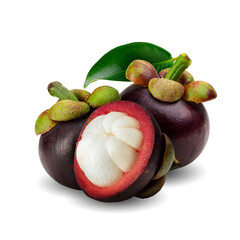 Ripe mangosteen fruit isolated on white background