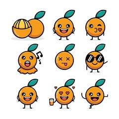 cute cartoon orange design. design orange cute, flat character fruit. Fruit orange with face cute