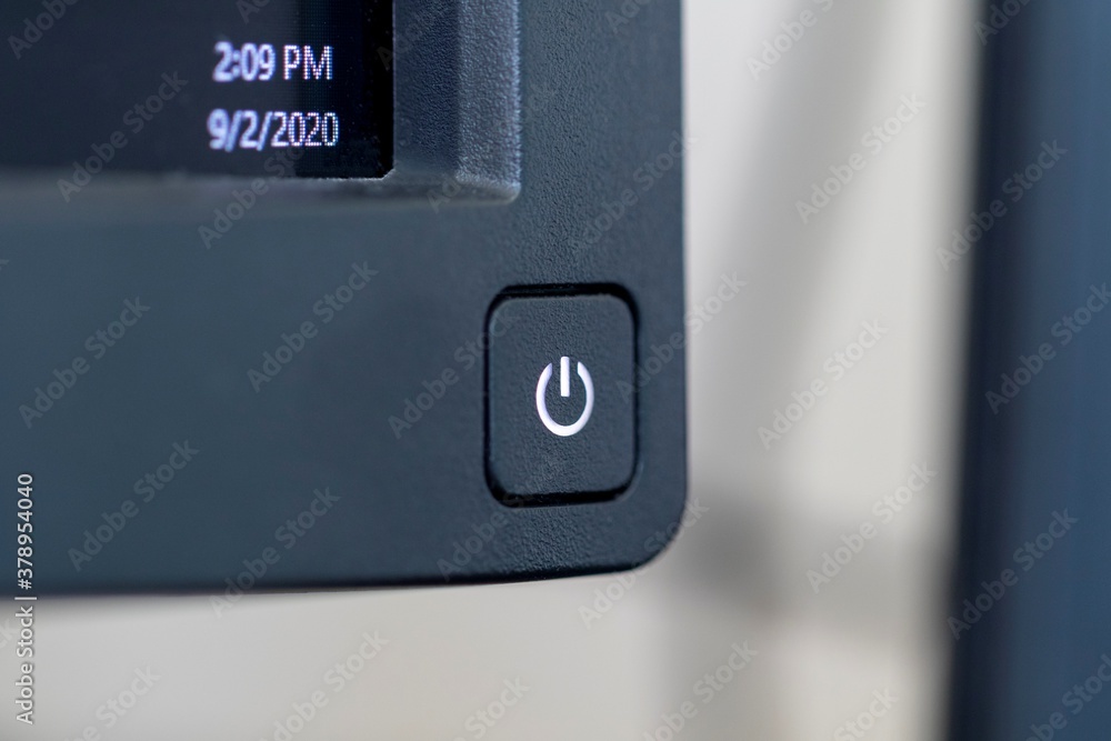 Photo Stock A portrait of the on or off button at the corner of a PC ...
