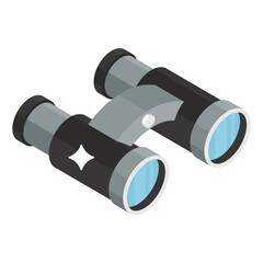 Poster - 
Isometric design of binoculars, an optical instrument icon.
