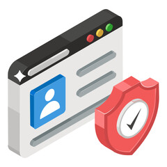 Canvas Print - 
Web profile with security shield showcasing secure profile icon
