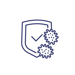 Poster - immune system, antibacterial protection line icon with virus