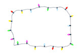 Fototapeta  - Christmas lights string frame isolated on white background With clipping path.