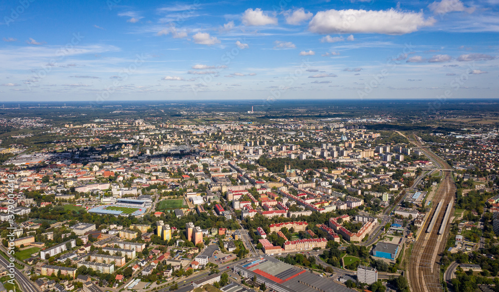Obraz na płótnie Panorama miasta Radom - Krajobraz z lotu ptaka - pejzaż w salonie