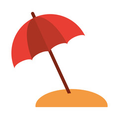 Poster - summer vacation travel, protection umbrella sand flat icon style