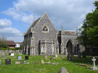 View of the cemetery and decorative old building