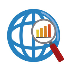 Poster - data analysis, world magnifier diagram financial report flat icon