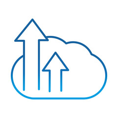 Poster - cloud computing upload arrows data digital, gradient blue line icon