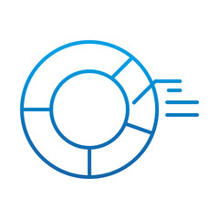 Sticker - data analysis, financial business round diagram information, gradient blue line icon